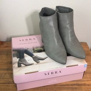 Serra Matte Grey Pointed Toe Booties